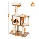 46" Wooden Cat Activity Tree with Platform and Cushions-Brown