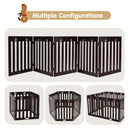 24" Folding Wooden Freestanding Dog Gate with 360° Flexible Hinge for Pet-Espresso