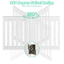 24" Folding Wooden Freestanding Dog Gate with 360° Flexible Hinge for Pet-White