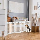 24" Folding Wooden Freestanding Pet Gate Dog Gate with 360° Hinge -White