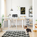 36" Folding Wooden Freestanding Pet Gate  with 360° Hinge-White