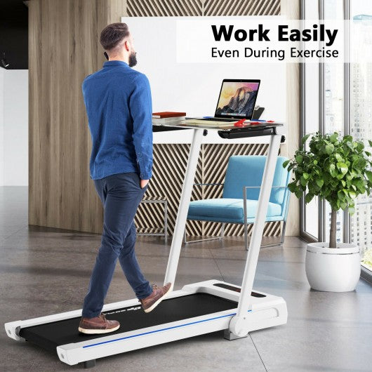 2.25HP 3-in-1 Folding Treadmill with Table Speaker Remote Control-Whit