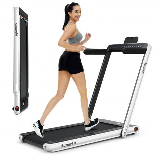 2-in-1 Electric Motorized Health and Fitness Folding Treadmill with Du