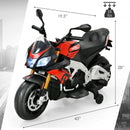 Aprilia Licensed Electric Toddler Ride-On Motorbike with Training Wheels and LED Lights-Red