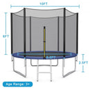 8-10-12-14-15-16Feet Outdoor Trampoline Bounce Combo with Safety Closure Net Ladder-10 ft